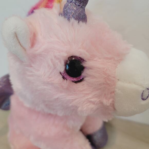Anico Intl Unicorn Plush Stuffed Animal Pink Purple Glitter Hooves Eyes 10" - Picture 6 of 12
